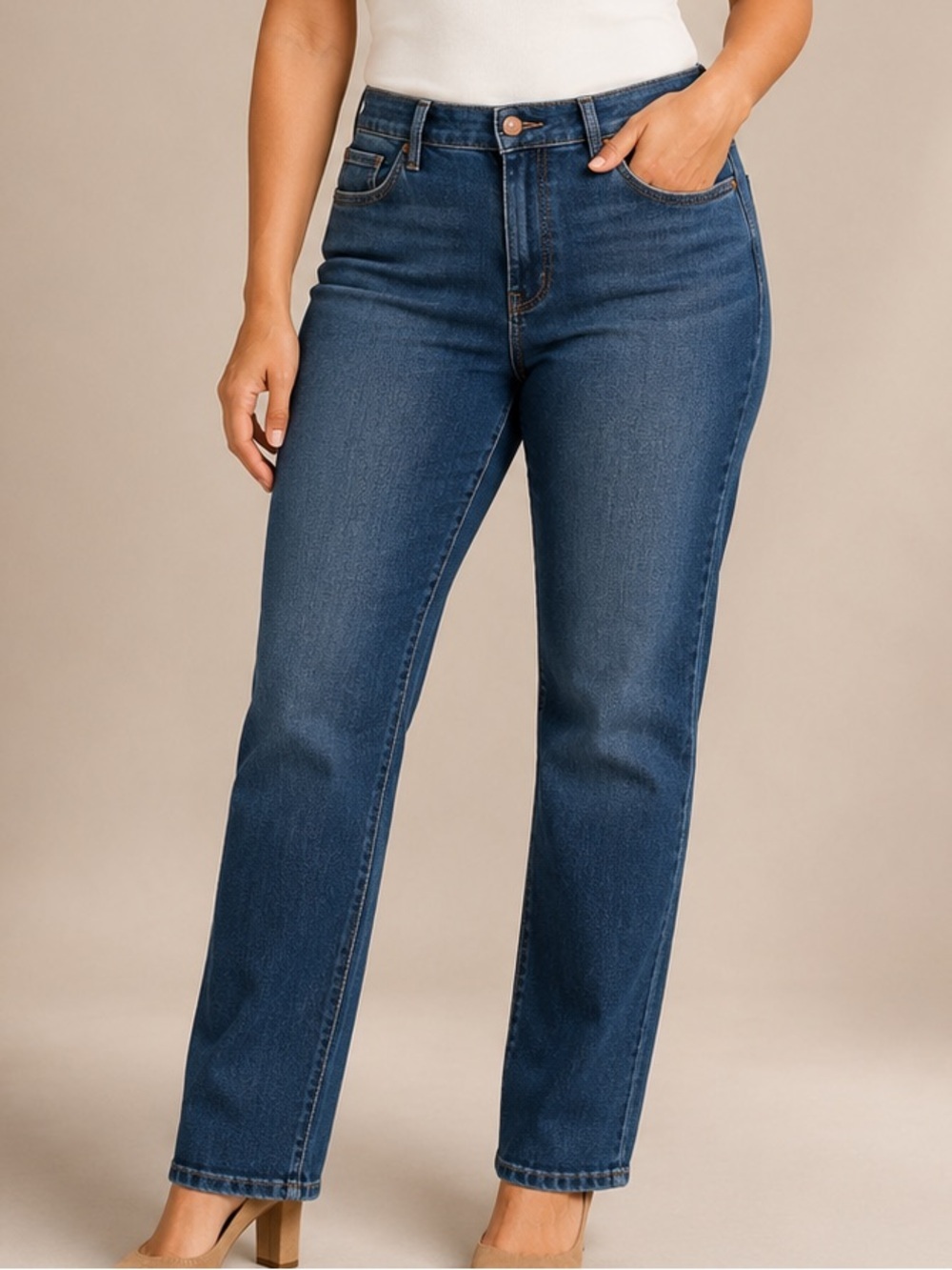 1822 Denim Women's Straight-Leg Jeans in Dark Blue Wash size 12 PETITE